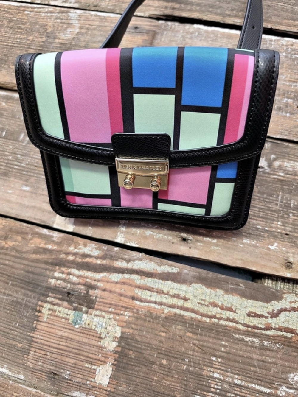 Vera BradleyGeometric Crossbody Bag in Black & Pink Like New
